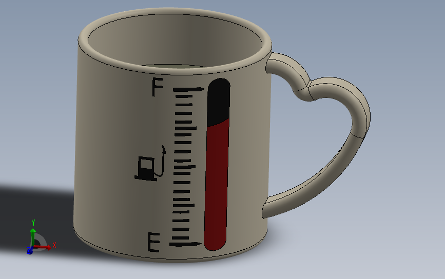 带燃油表的 Love 马克杯 Solidworks 2021 模型图纸下载 懒石网