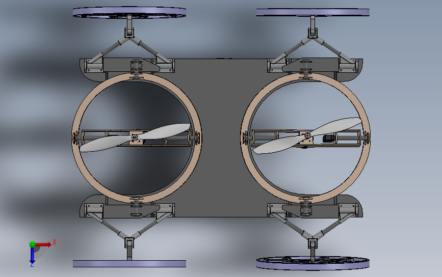 可攀爬四轴飞行器结构 俯视图