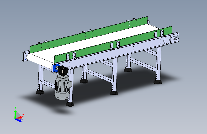 平面pvc带式输送机 Solidworks 2016 模型图纸下载 懒石网