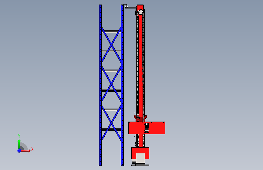 单柱巷道式堆垛机(sw16可编辑+cad) 正面视图
