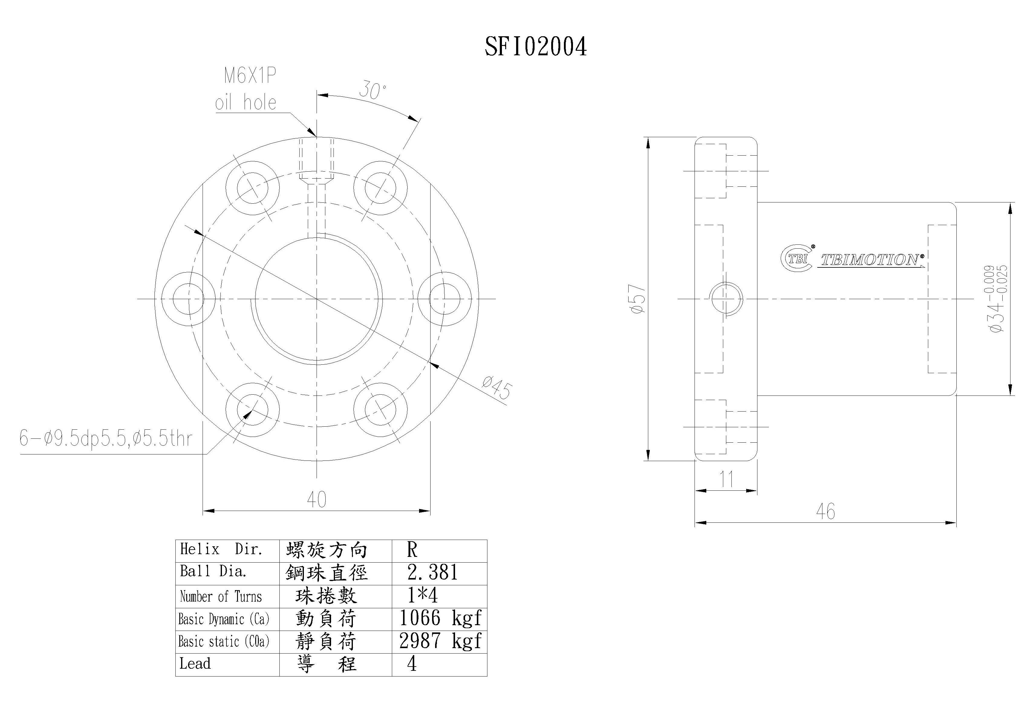 TBI 滚珠丝杠SFI02004-4