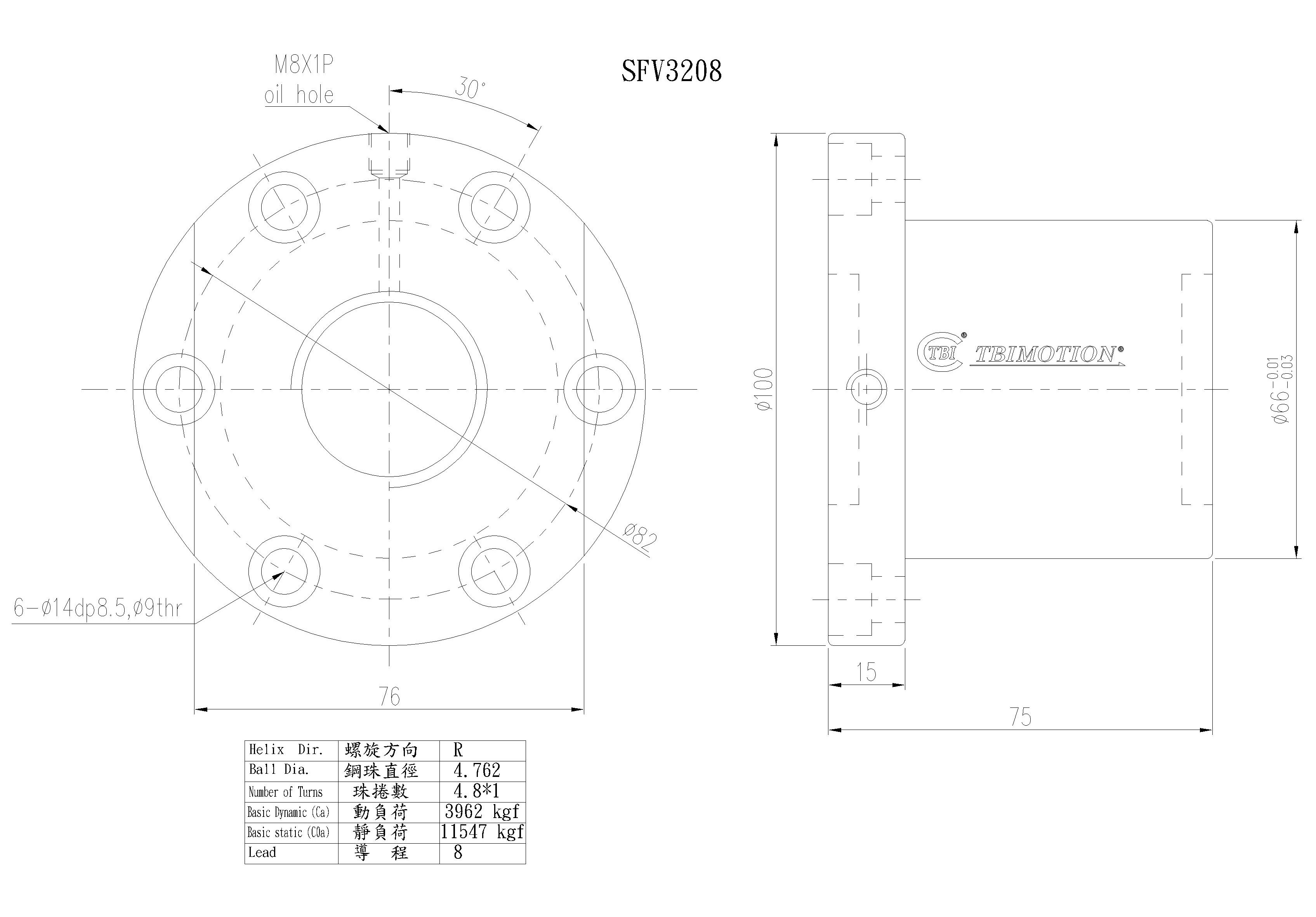 TBI 滚珠丝杠SFV03208-4.8