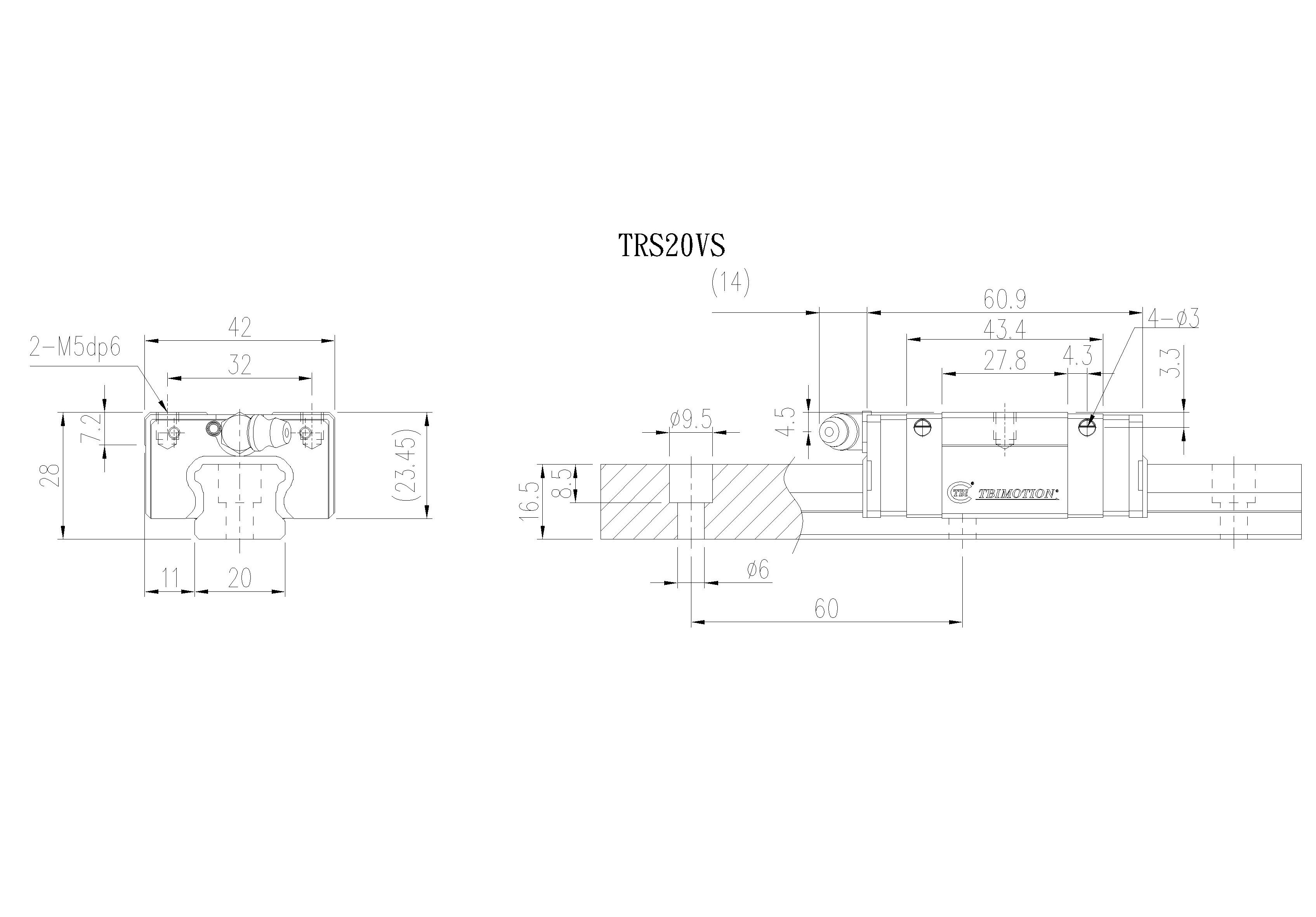 TBI 线性滑轨TRS20VS-WW