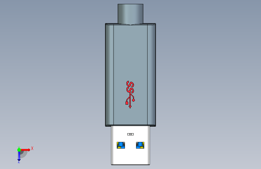 USB3防雷电缆 俯视图