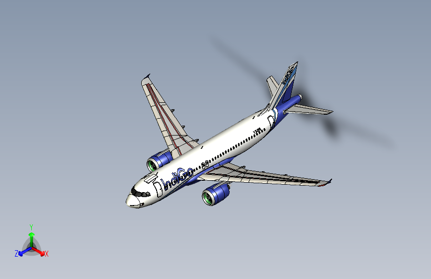 靛蓝空客飞机