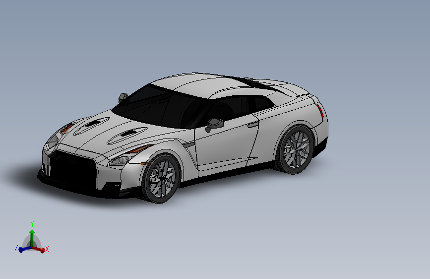 Nissan尼桑GTR超级跑车模型_SOLIDWORKS 2022_模型图纸下载 – 懒石网
