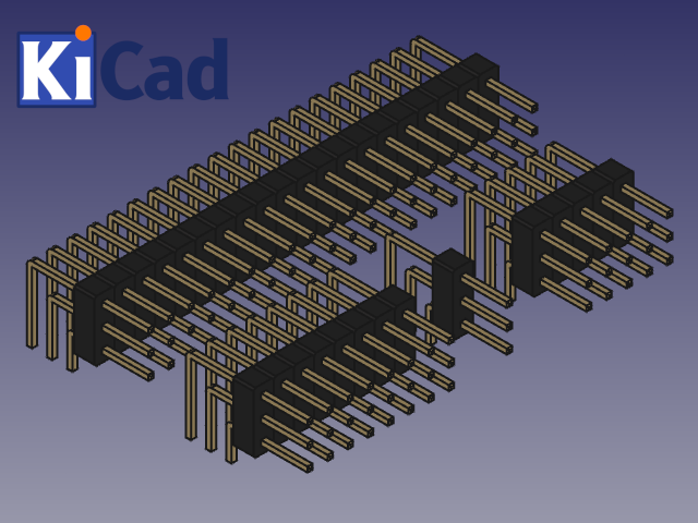 用于 KiCAD 的 2.54mm 排针三排直角