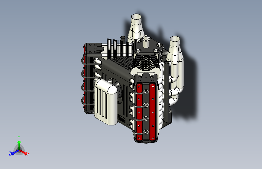 汽车发动机-V8汽车发动机活塞发动机机械设计参考资料3D建模模型