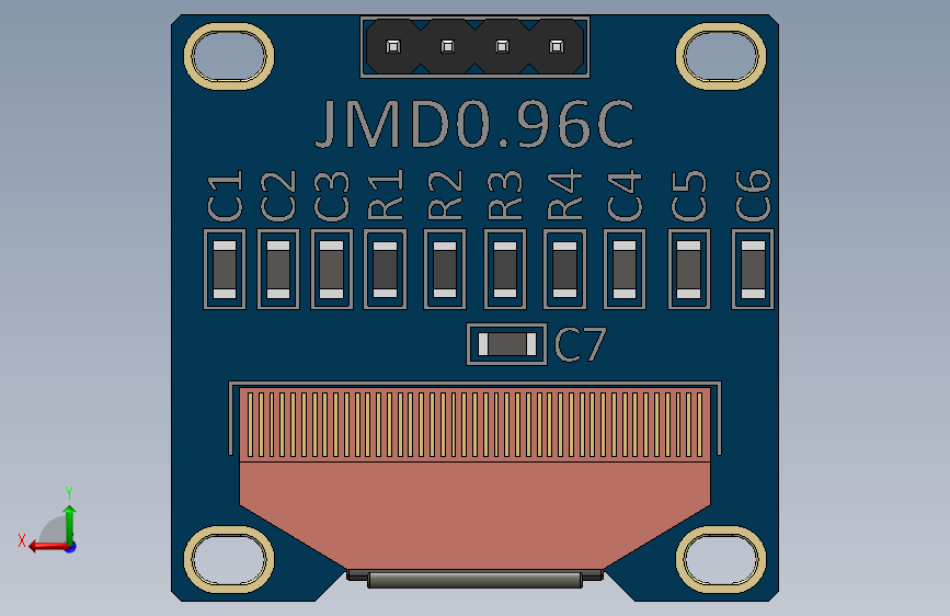 OLED 128x 64显示模块 背面视图