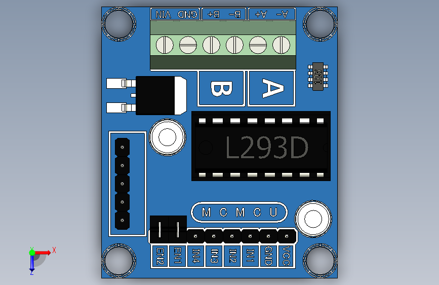 L293D电机驱动模块_Inventor ipt_模型图纸下载 – 懒石网