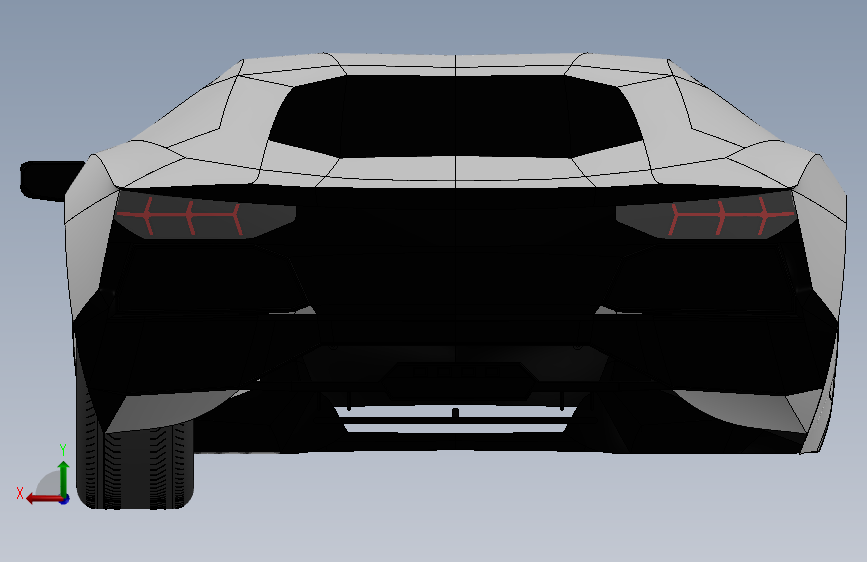 兰博基尼 Aventador 跑车模型 背面视图