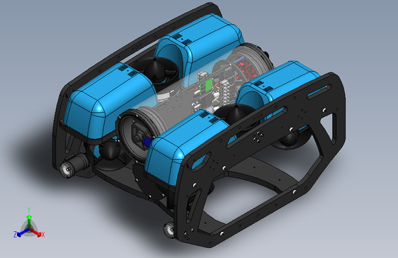 C15 BlueROV2水下机器人精细三维建模图纸 solidworks设计 附IGS STEP