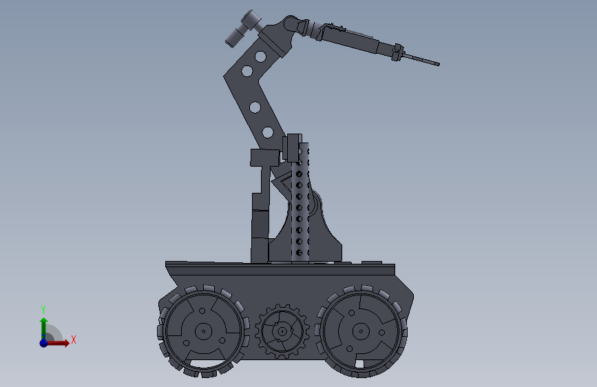 D08-research operated vehicle机械手小车3D图纸 Solidworks设计 正面视图