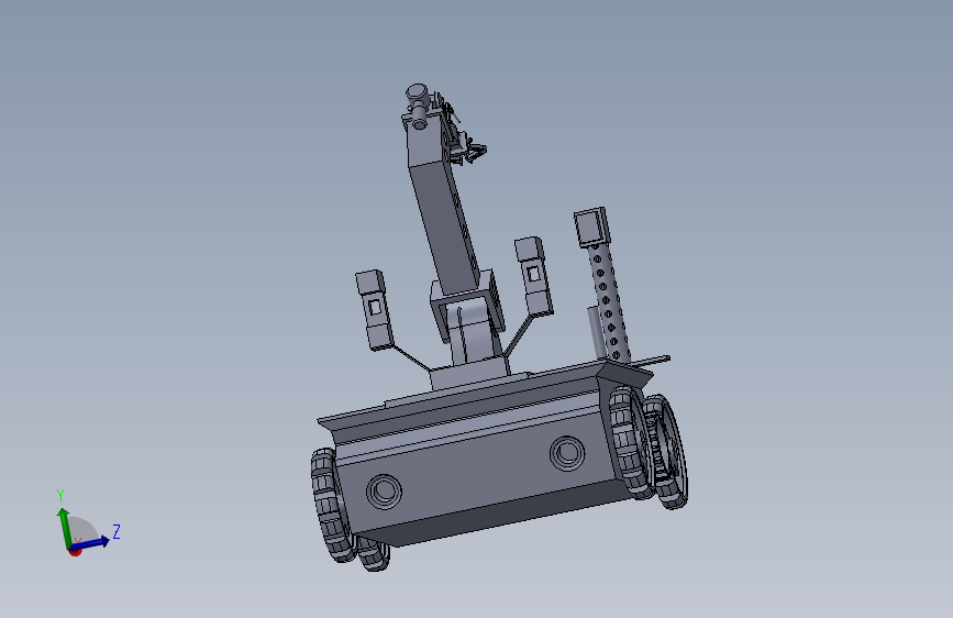 D08-research operated vehicle机械手小车3D图纸 Solidworks设计 主视图