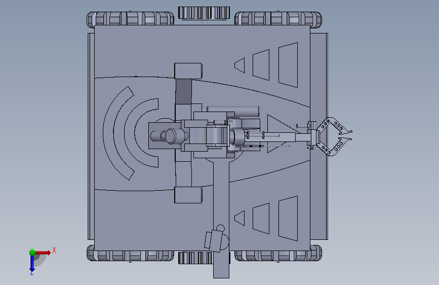 D08-research operated vehicle机械手小车3D图纸 Solidworks设计 俯视图