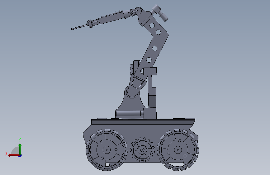 D08-research operated vehicle机械手小车3D图纸 Solidworks设计 背面视图