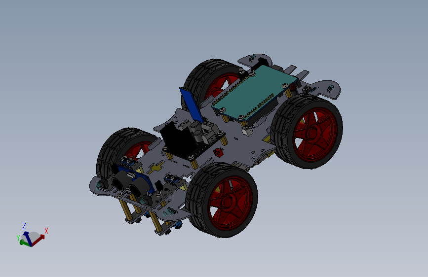 D13-UNIROI UA060编程机器人小车模型3D图纸 Solidworks设计 主视图