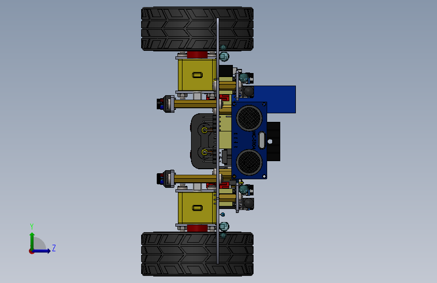 D13-UNIROI UA060编程机器人小车模型3D图纸 Solidworks设计 左侧视图