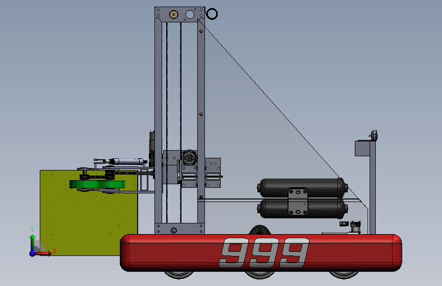 D12-Team 999 2018 Switchback机器人比赛小车3D图纸 Solidworks设计 正面视图