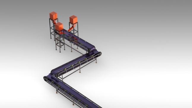 78--带辊道的输送机3D数模图纸 Solidworks设计