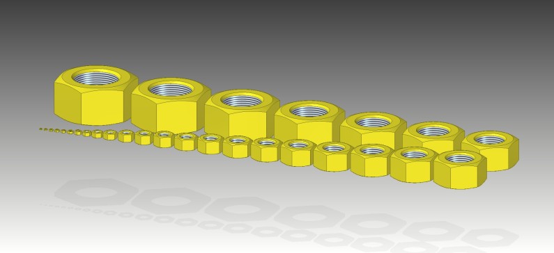 螺母ISO 4032所有尺寸 M1.6-M64