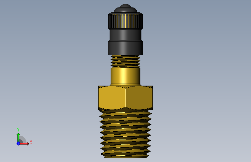 pp端的14英寸MNPT x .305-32施拉德外螺纹的空气填充阀_SOLIDWORKS 2018_模型图纸下载 – 懒石网