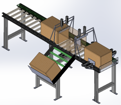 C003--box-palletizer箱式码垛机3D数模图纸 Solidworks设计