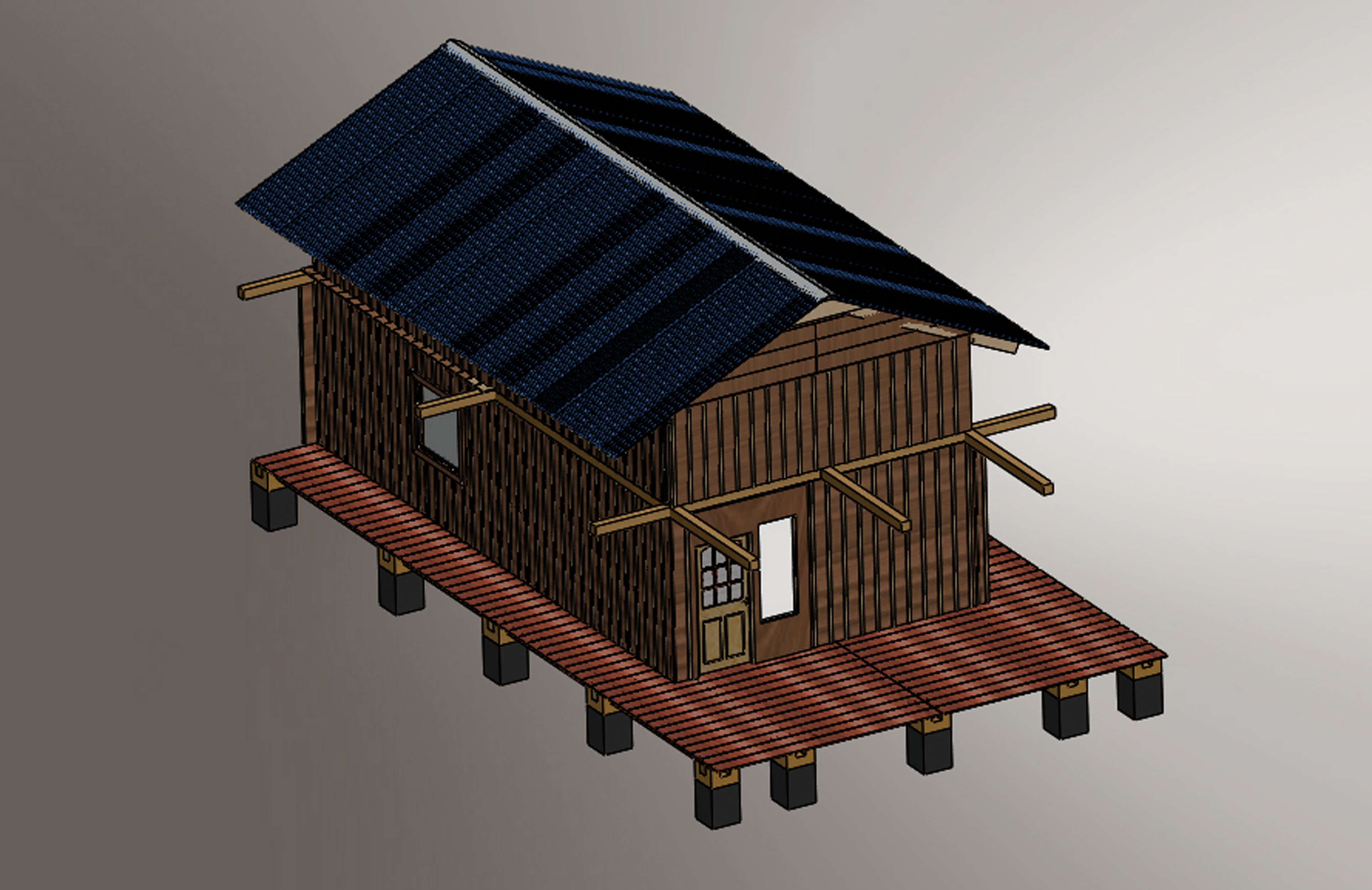 wood house简易小木屋模型3d图纸 solidworks设计 附step