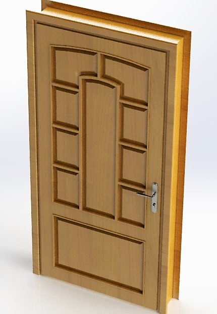 木质平板门3D数模图纸 Solidworks设计
