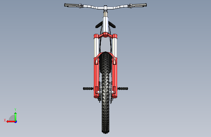 E019--Mountain Bike山地自行车模型3D图纸 IGS格式 背面视图