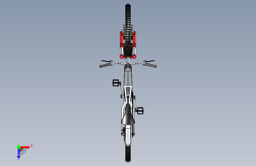 E019--Mountain Bike山地自行车模型3D图纸 IGS格式 俯视图