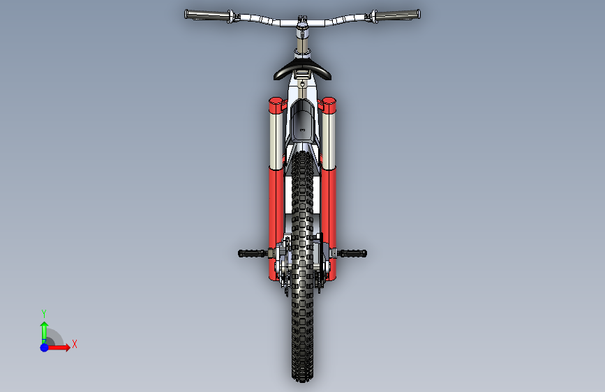 E019--Mountain Bike山地自行车模型3D图纸 IGS格式 正面视图