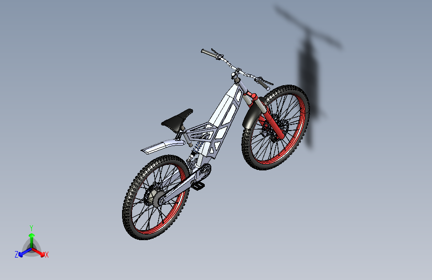 E019--Mountain Bike山地自行车模型3D图纸 IGS格式 主视图