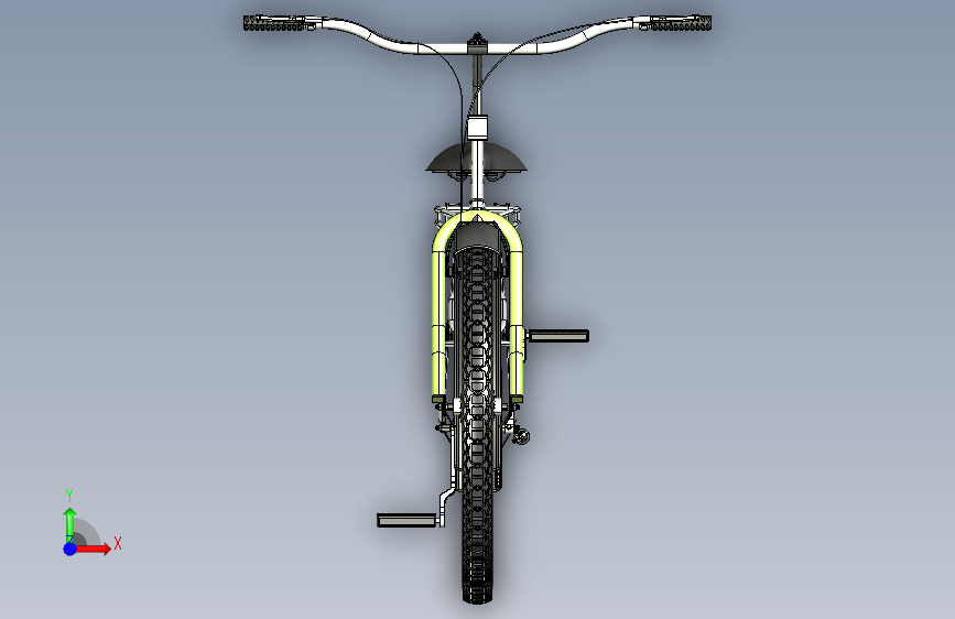 E032--普通Bicycle自行车模型3D图纸 IGS格式 正面视图