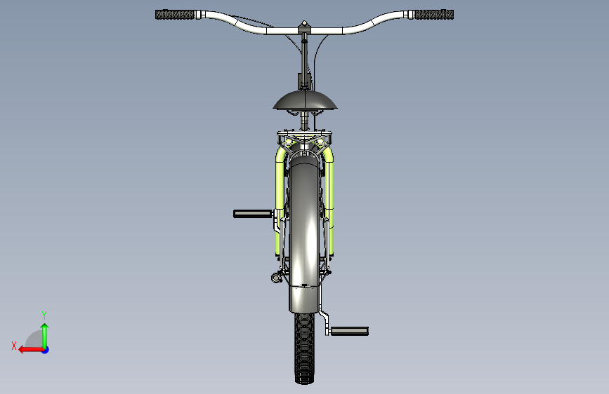 E032--普通Bicycle自行车模型3D图纸 IGS格式 背面视图