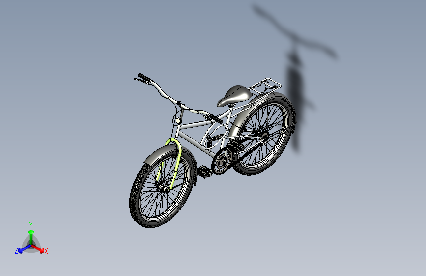 E032--普通Bicycle自行车模型3D图纸 IGS格式 主视图