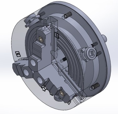 I002--200mm车床三爪卡盘模型3D图纸 Solidworks设计