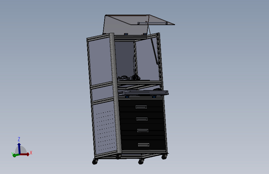 I008--CNC或3D打印机用机柜3D数模图纸 Solidworks设计 附IGS