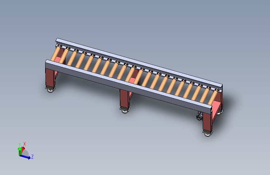 由链条驱动的滚筒输送机来运输箱子