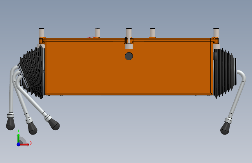 O-Crab六足行走机器人3D数模图纸 Solidworks设计 正面视图