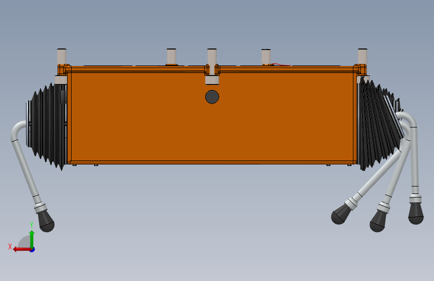 O-Crab六足行走机器人3D数模图纸 Solidworks设计 背面视图