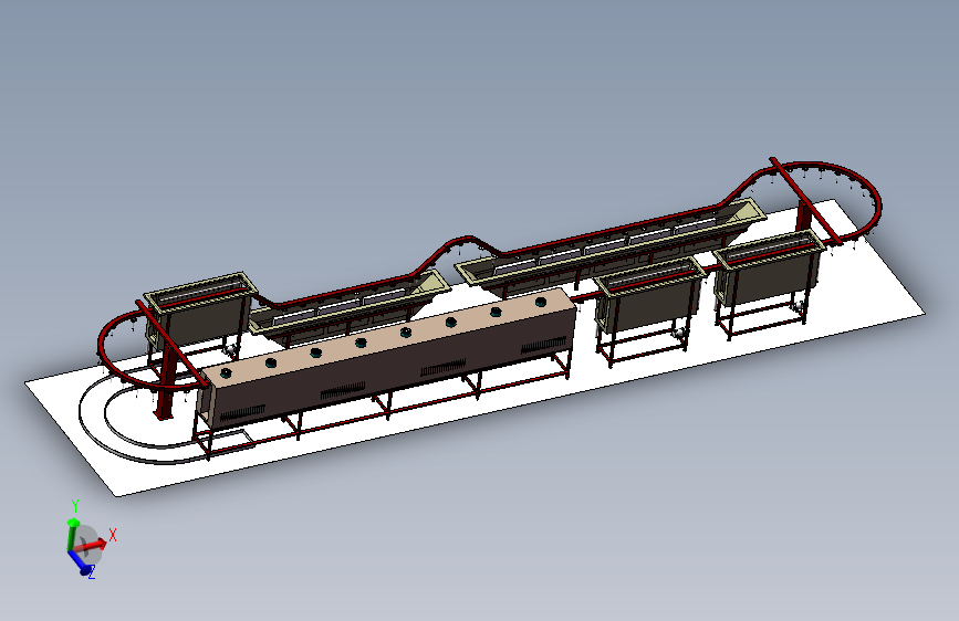 J008--环链式清洗喷淋烘干线3D数模图纸 Solidworks设计