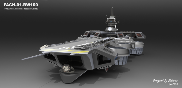 002--概念飞行的航空母舰三维建模图纸 SOLIDWORKS设计