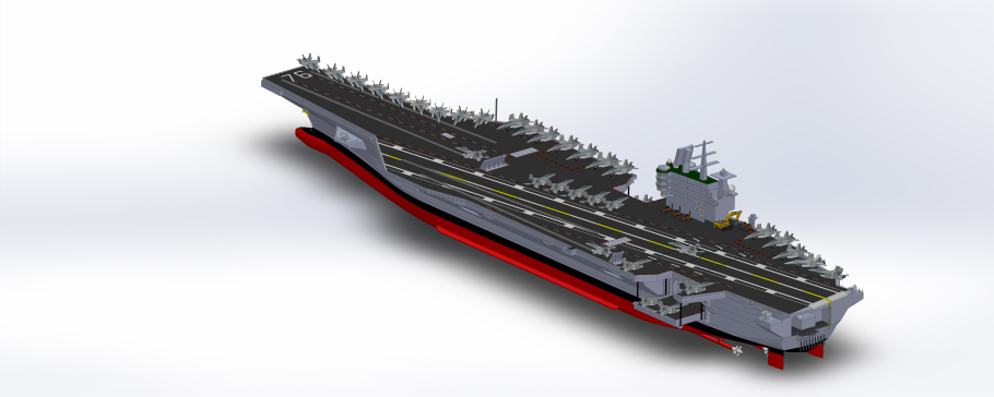 009--里根号航空母舰CVN-76航母模型3D图纸 Solidworks设计
