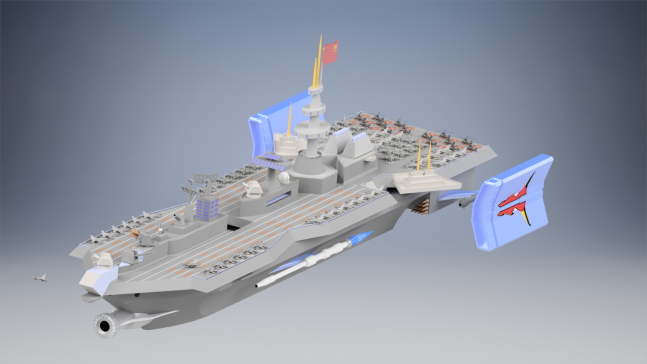 008--科幻版超级航母模型3D图纸 INVENTOR设计