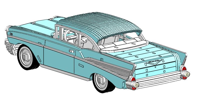 -022--Chevrolet Bel Air 1957 老爷车拼装模型3D图纸 Solidworks设计