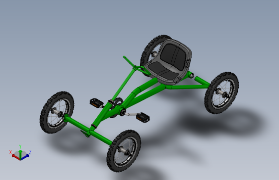 -023--coche四轮踏板车框架3D图纸 Solidworks设计