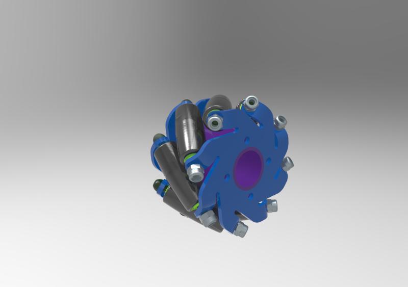 -038--mecanum 8辊子麦克纳姆轮结构3D图纸 Solidworks设计