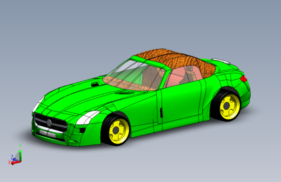 -040--Mercedes SLS奔驰轿车简易模型3D图纸 Solidworks设计