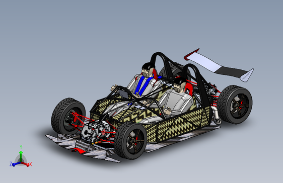 -035--Kinetic双人钢管赛卡丁车三维建模图纸 solidworks设计 附IGS X_T